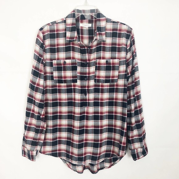 Beach Lunch Lounge 1/2 Button Plaid Women's Shirt - Picture 1 of 10